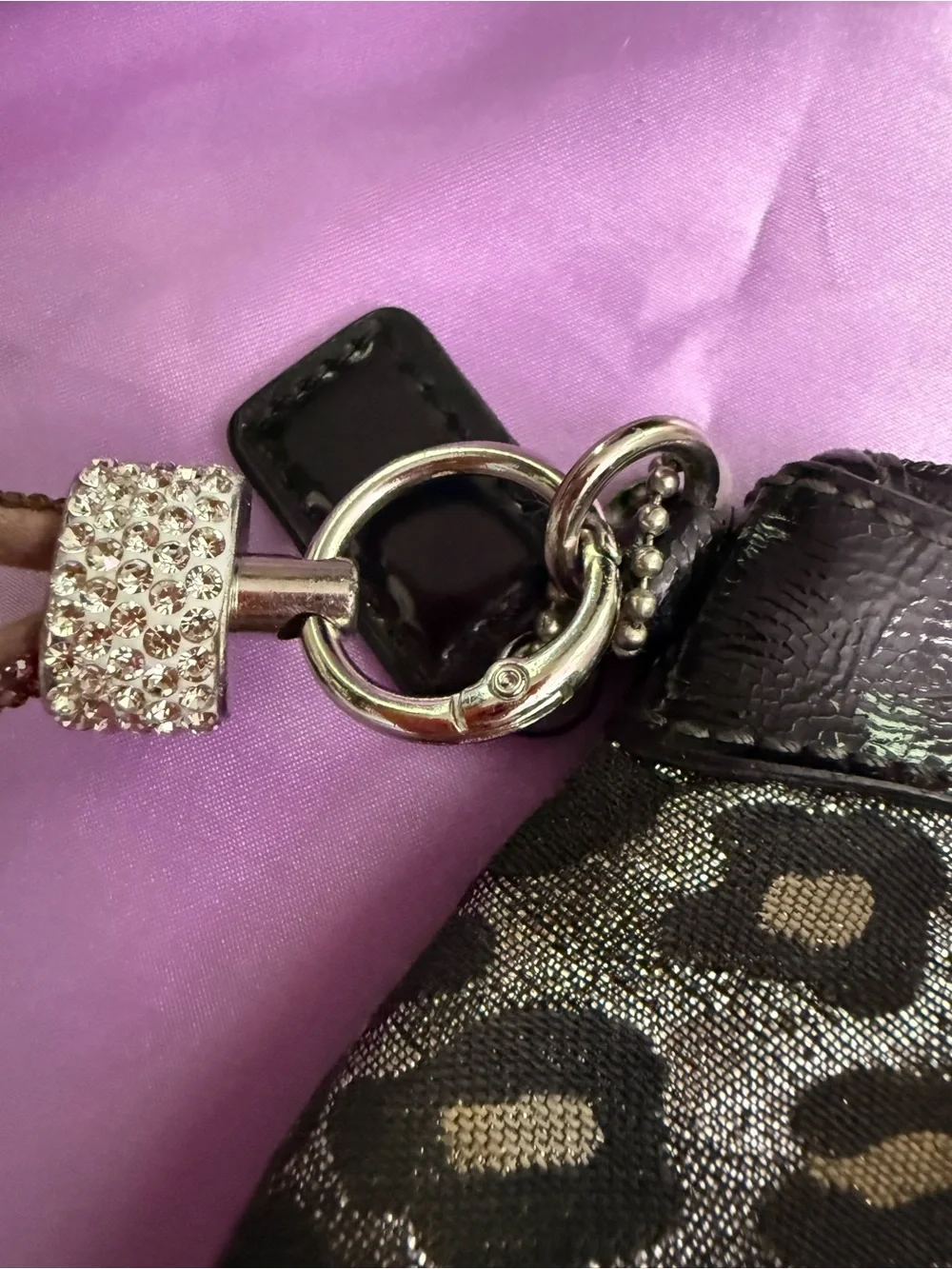 COACH Leopard Ocelot Print Wristlet Clutch in Brown, Silver and Black